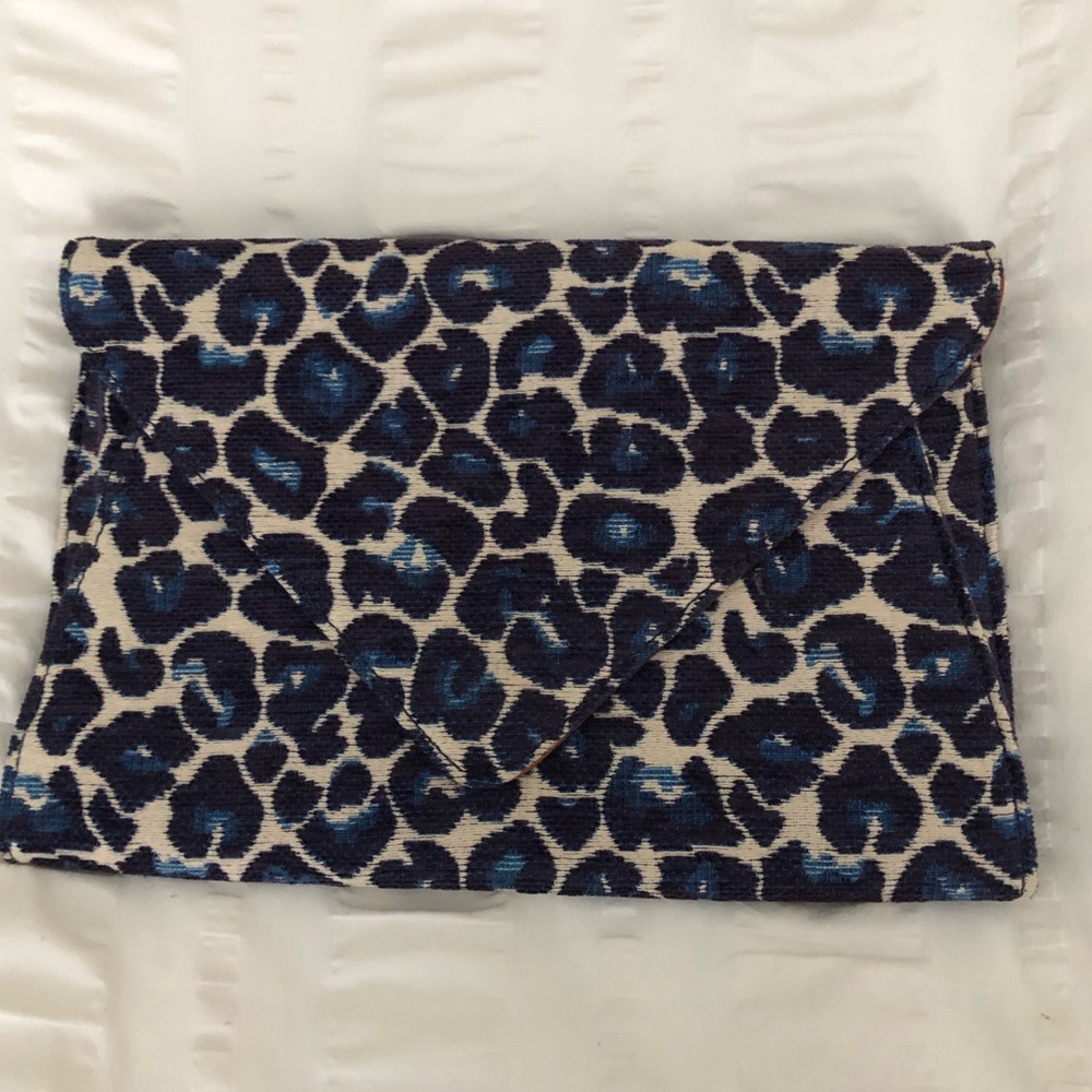 Blue Leopard Print Envelope Clutch/Crossbody